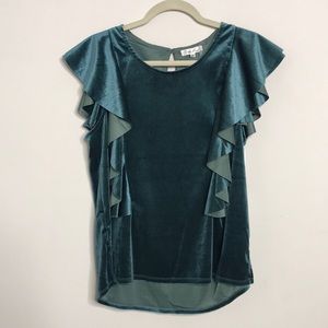 Teal crushed velvet top